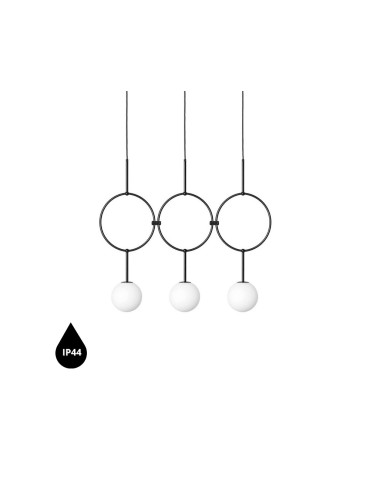 UMMO ISUULLA C black triple ceiling lamp with increased IP44 waterproofing ISC322PS0