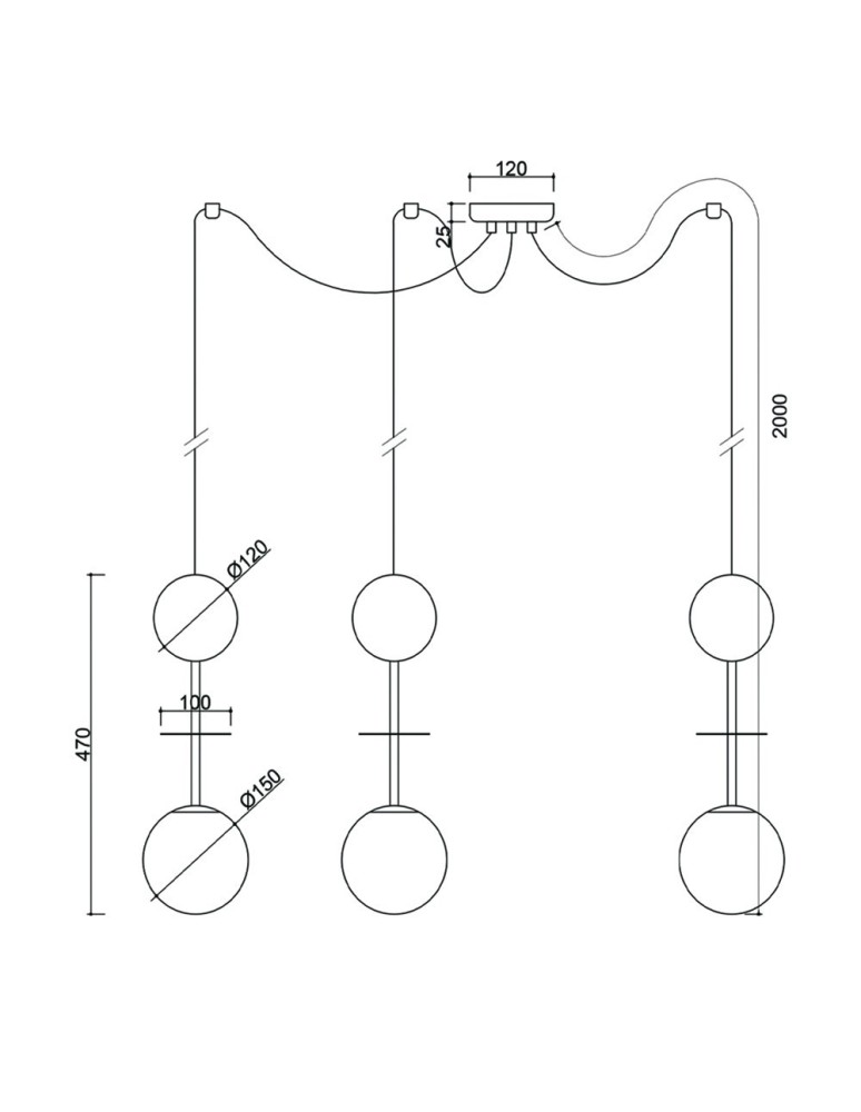 Pendant lamps - UMMO OIO A3 white triple brass ceiling lamp OIA331P0 - product kolory-swiatla.pl 3