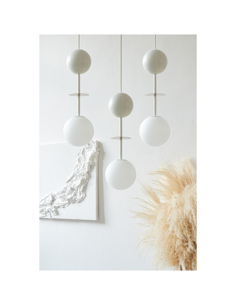 Pendant lamps - UMMO OIO A 3P white triple ceiling lamp / plafond with brass OIP331P3. - product kolory-swiatla.pl 2