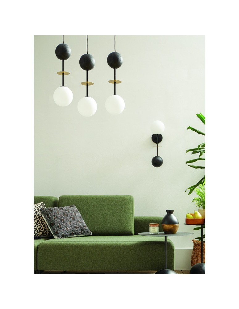 Pendant lamps - UMMO OIO A 3P black triple ceiling lamp / plafond with brass OIP332P3. - product kolory-swiatla.pl 2