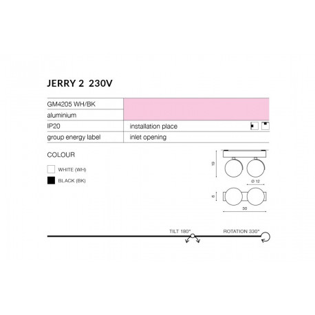 Azzardo JERRY 2 230V BLACK 2xES111 Reflektor Sufitowy Czarny AZ1370