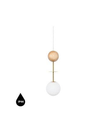 UMMO OIO A WOOD brass ceiling pendant lamp with increased IP44 waterproofing OIAW131PS0