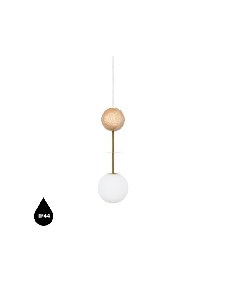 Pendant lamps - UMMO OIO A WOOD brass ceiling pendant lamp with increased IP44 waterproofing OIAW131PS0 - product kolory-swiatla.pl 1