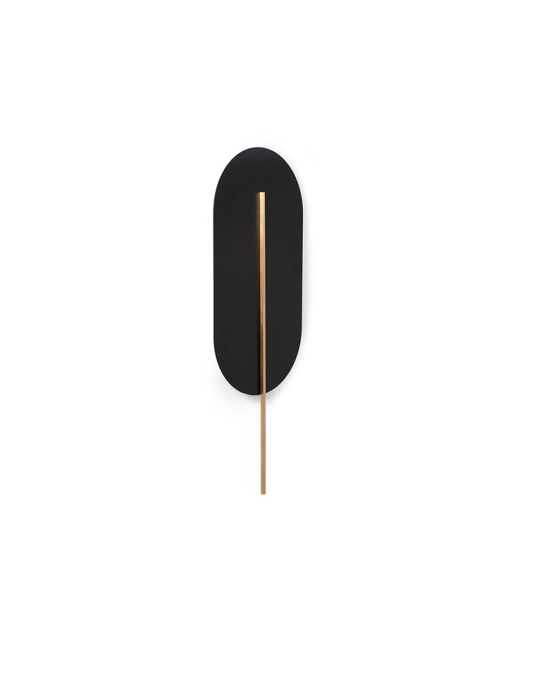 Wall lamps - UMMO ROKKE black wall lamp / wall sconce with brass detail RKK22030 - product kolory-swiatla.pl 1