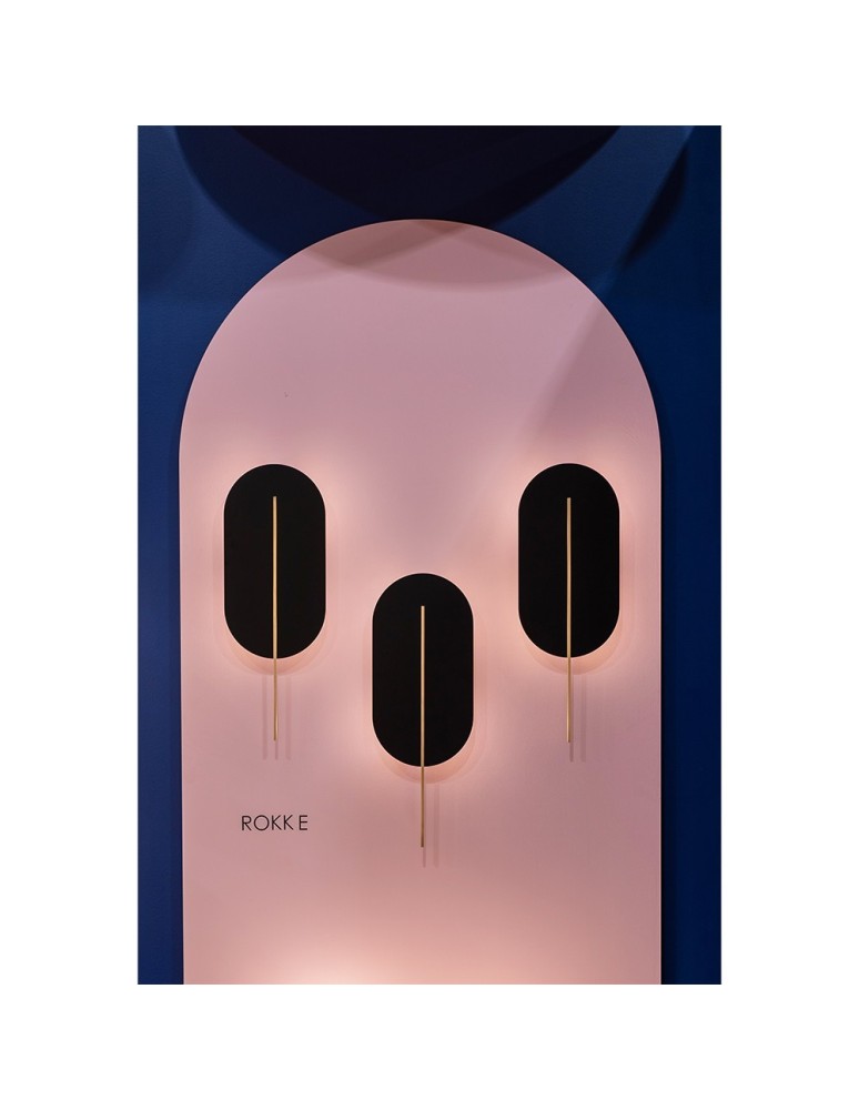 Wall lamps - UMMO ROKKE black wall lamp / wall sconce with brass detail RKK22030 - product kolory-swiatla.pl 4