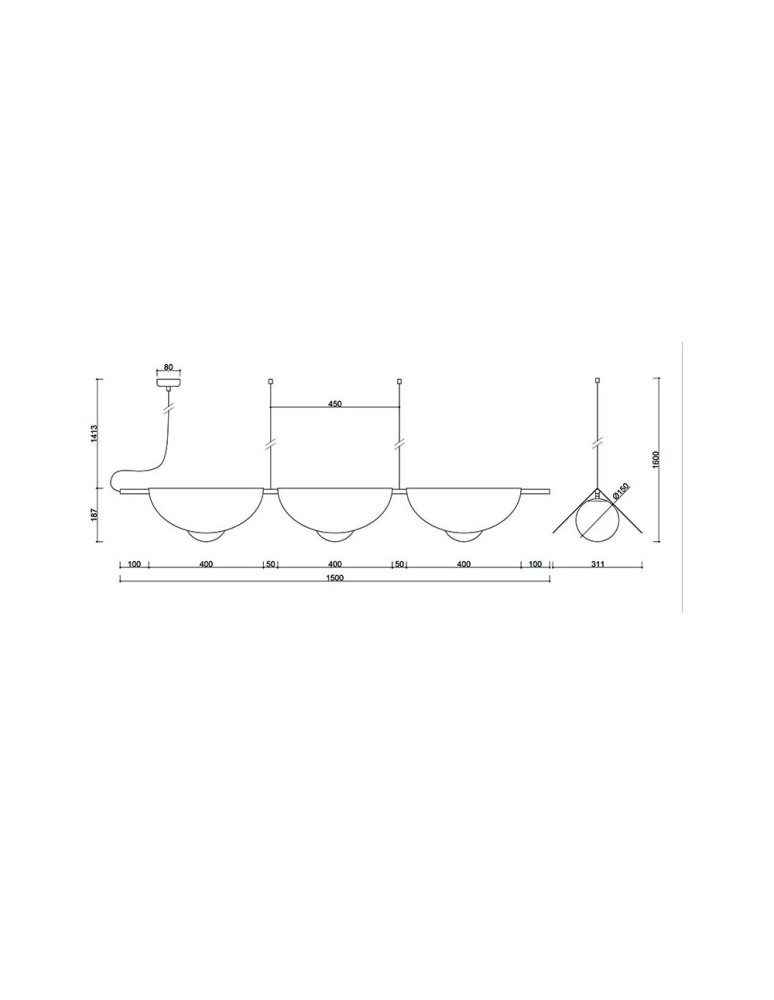Pendant lamps - UMMO SALLO C black triple ceiling lamp SAC322P0. - product kolory-swiatla.pl 3
