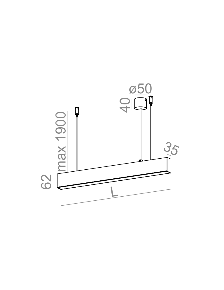 LED pendant lamps - Aqform RAFTER pendant LED 198cm 31W 2240lm 50605 - product kolory-swiatla.pl 2