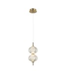 Single pendant lamps - Italux Lazie Pendant 2xLED 10W 1000 lm 3000K (Warm White) Brass, Transparent PND-29038-2-GD - product 1