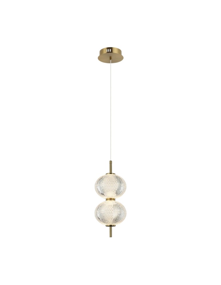 Single pendant lamps - Italux Lazie Pendant 2xLED 10W 1000 lm 3000K (Warm White) Brass, Transparent PND-29038-2-GD - product kolory-swiatla.pl 1