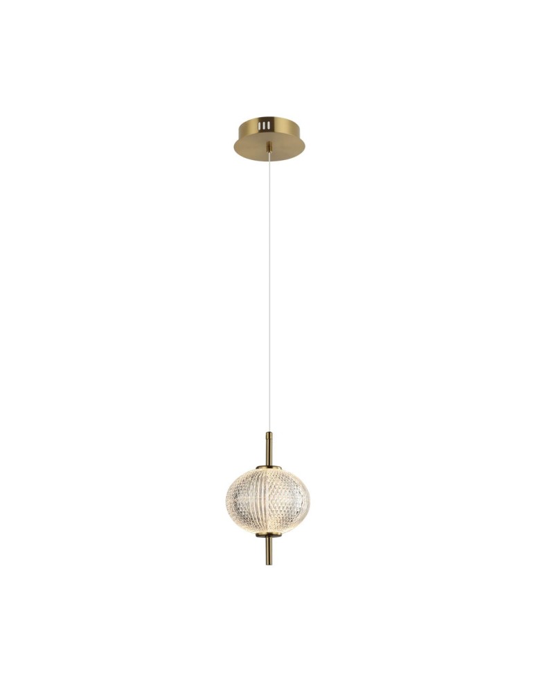 Single pendant lamps - Italux Lazie Pendant 1xLED 5W 500 lm 3000K (Warm White) Brass, Transparent PND-29038-1-GD - product kolory-swiatla.pl 1