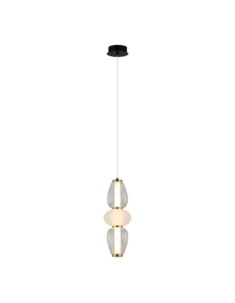 Single pendant lamps - Italux Gastel Pendant 1xLED 16W 1000 lm 3000K (Warm White) Black, white, transparent PND-74937-3-BK - product kolory-swiatla.pl 1