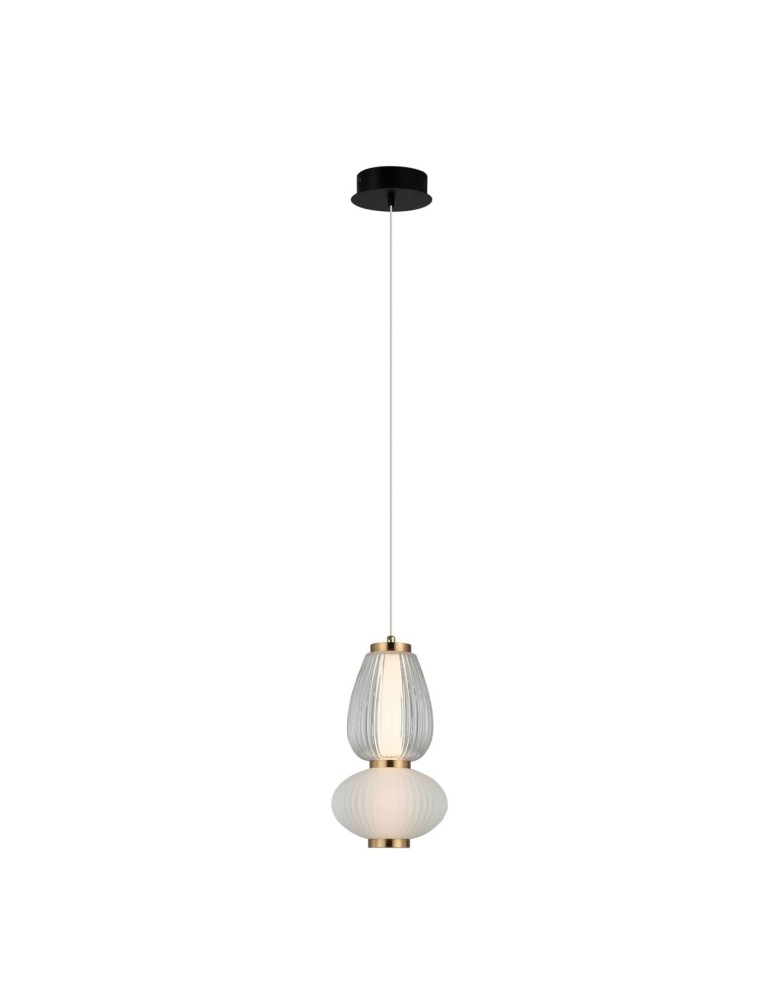 Single pendant lamps - Italux Gastel Pendant 1xLED 8W 490 lm 3000K (Warm White) Black, white, transparent PND-74937-2-BK - product kolory-swiatla.pl 1