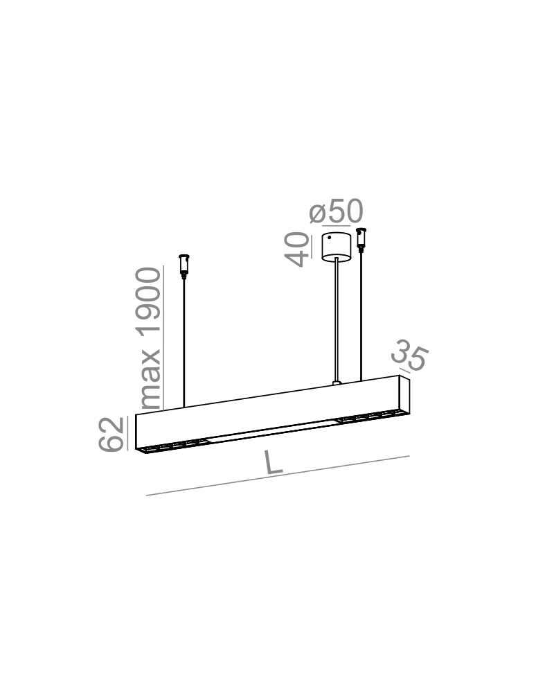 Pendant lamps - Aqform RAFTER pendant points LED section 133cm 19W 1920lm 50595 - product kolory-swiatla.pl 2