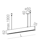Pendant lamps - Aqform RAFTER pendant points LED 107cm 38W 4090lm 50599 - product 2