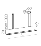 Pendant lamps - Aqform SET ALULINE LED pendant 199cm 30W 1850lm 50238 - product 2