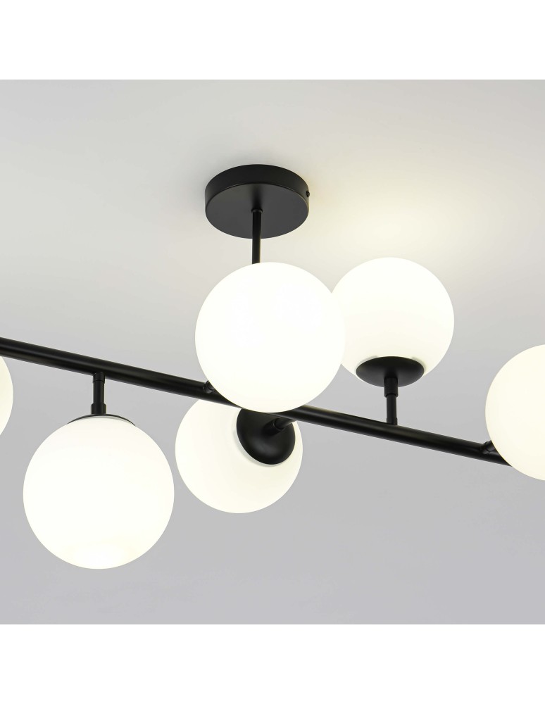 Pendant lamps spheres - Light Prestige Dorado 8 pendant lamp black LP-002/8P BK 8xE14 black/white - product kolory-swiatla.pl 6