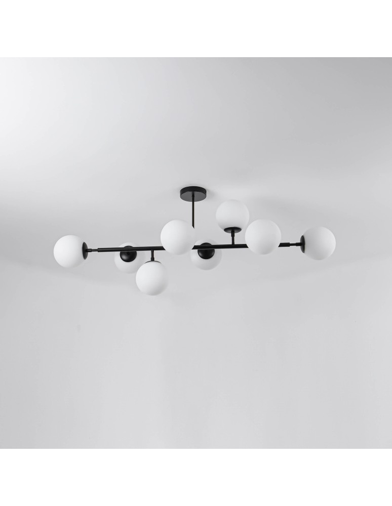 Pendant lamps spheres - Light Prestige Dorado 8 pendant lamp black LP-002/8P BK 8xE14 black/white - product kolory-swiatla.pl 8