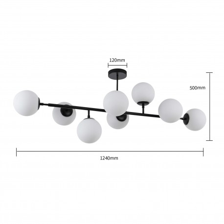 Light Prestige Dorado 8 lampa wisząca czarna LP-002/8P BK 8xE14 czarny/biały