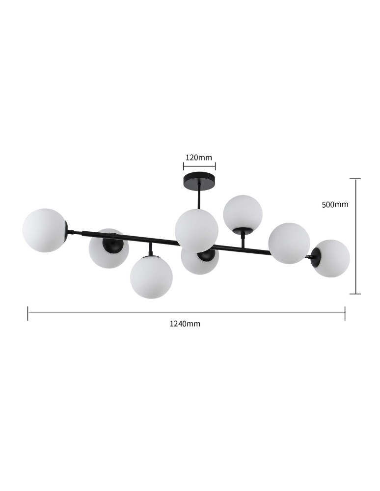 Pendant lamps spheres - Light Prestige Dorado 8 pendant lamp black LP-002/8P BK 8xE14 black/white - product kolory-swiatla.pl 10