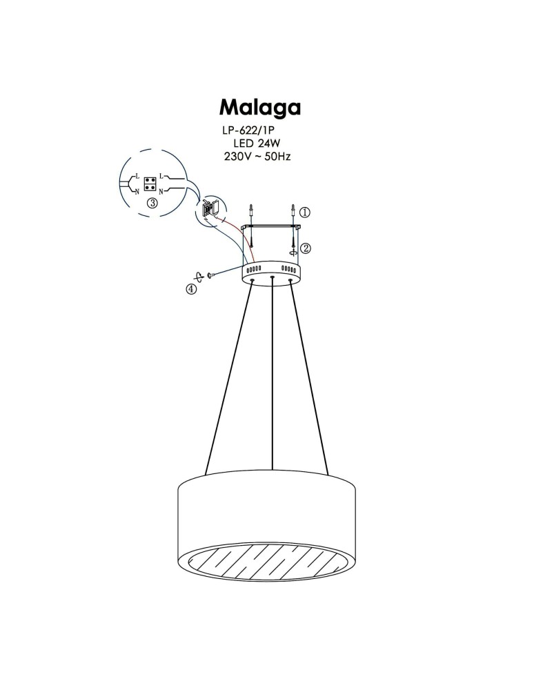LED pendant lamps - Light Prestige Malaga pendant white LED white LP-622/1P WH - product kolory-swiatla.pl 4