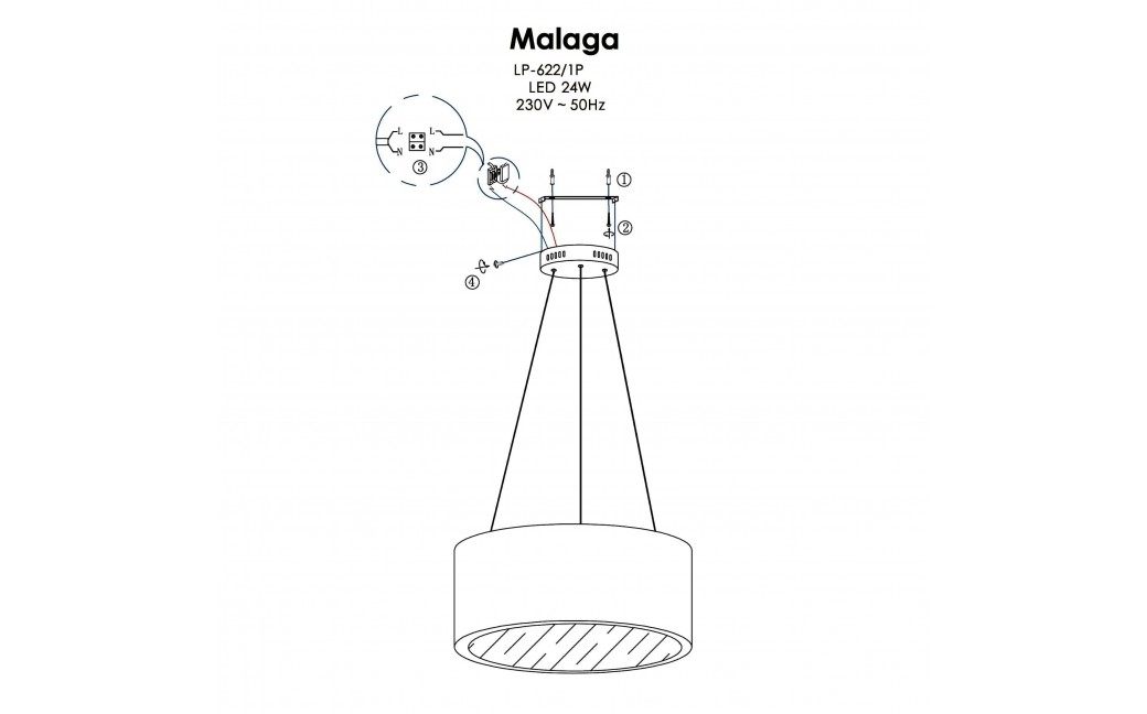 Light Prestige Malaga wisząca biała LED biały LP-622/1P WH