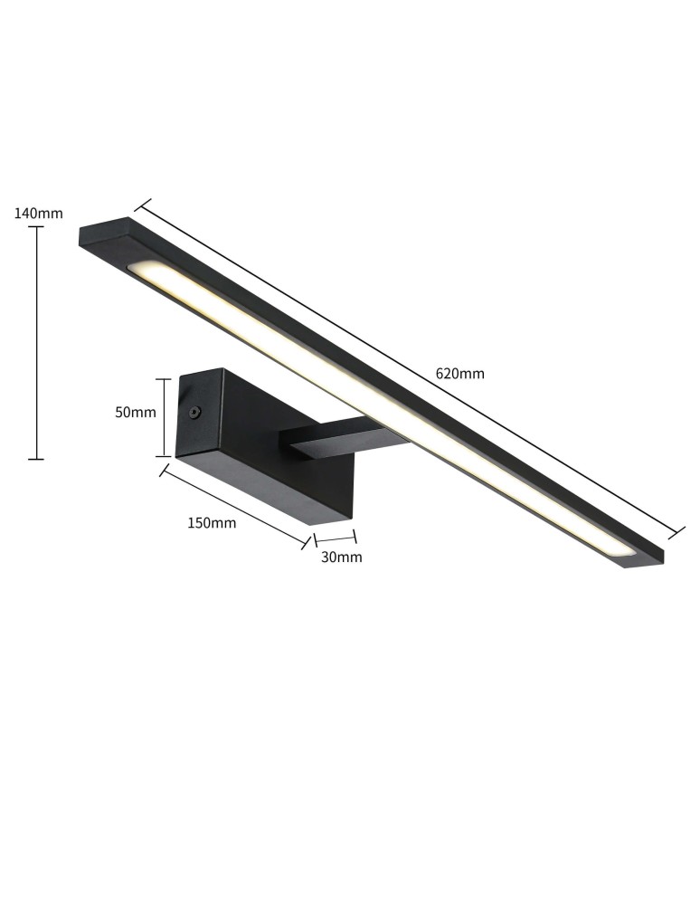 Bathroom wall lamps - Light Prestige Wall lamp Isla large 1xLED black IP44 GS-LWB-20W BK CCT - product kolory-swiatla.pl 9