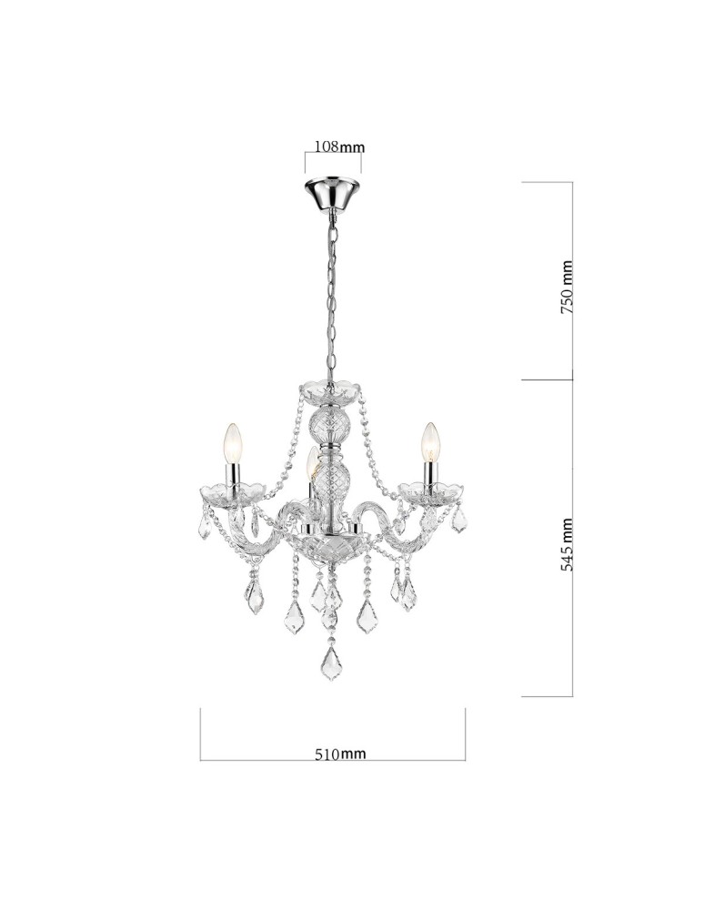 Glamour chandeliers - Light Prestige Cristallo 3 pendant E14 transparent LP-2940/3P - product kolory-swiatla.pl 5