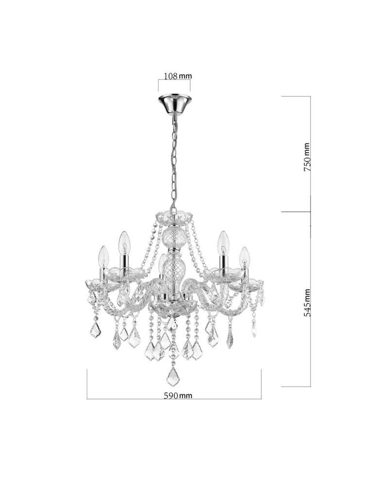 Glamour chandeliers - Light Prestige Cristallo 5 pendant E14 transparent LP-2940/5P - product kolory-swiatla.pl 7