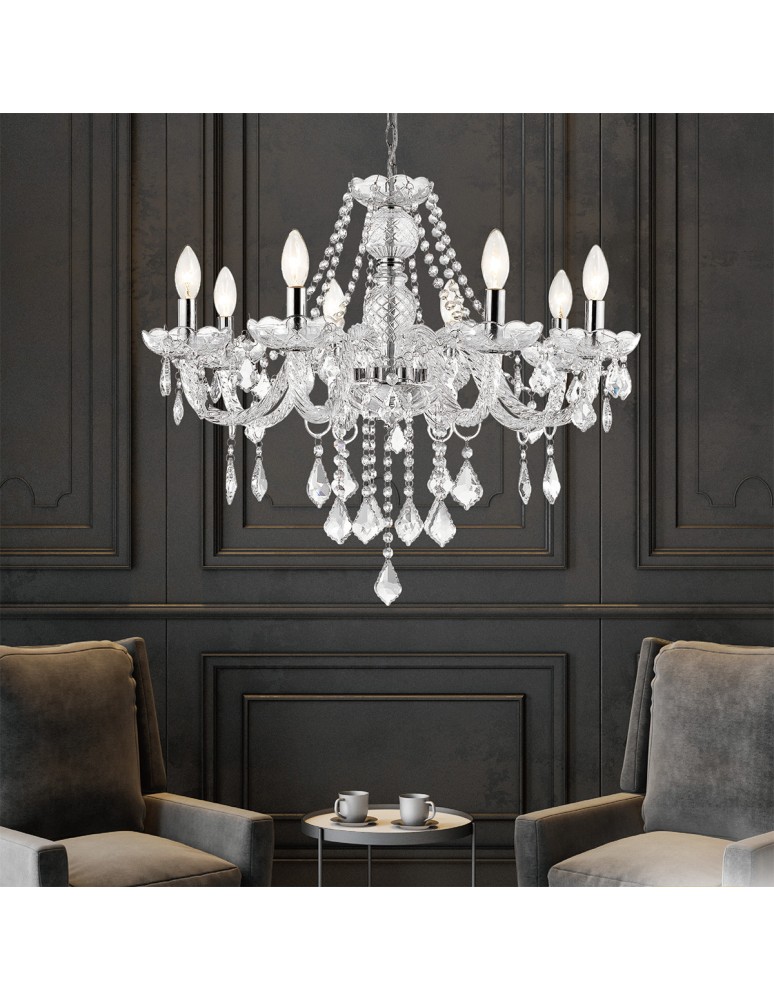 Glamour chandeliers - Light Prestige Cristallo 8 pendant E14 transparent LP-2940/8P - product kolory-swiatla.pl 2