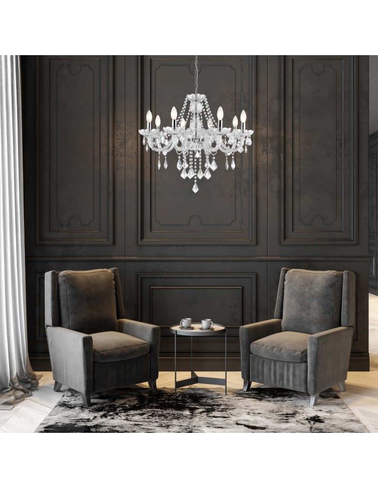 Glamour chandeliers - Light Prestige Cristallo 8 pendant E14 transparent LP-2940/8P - product kolory-swiatla.pl 3