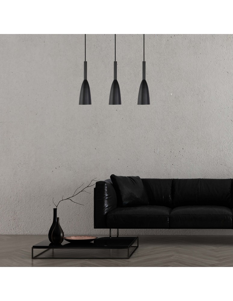 Pendant lamps on a strip - Light Prestige Solin 3 pendant line black E27 black LP-181/3L BK - product kolory-swiatla.pl 2