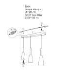 Pendant lamps on a strip - Light Prestige Solin 3 pendant line grey E27 grey LP-181/3L GR - product 5