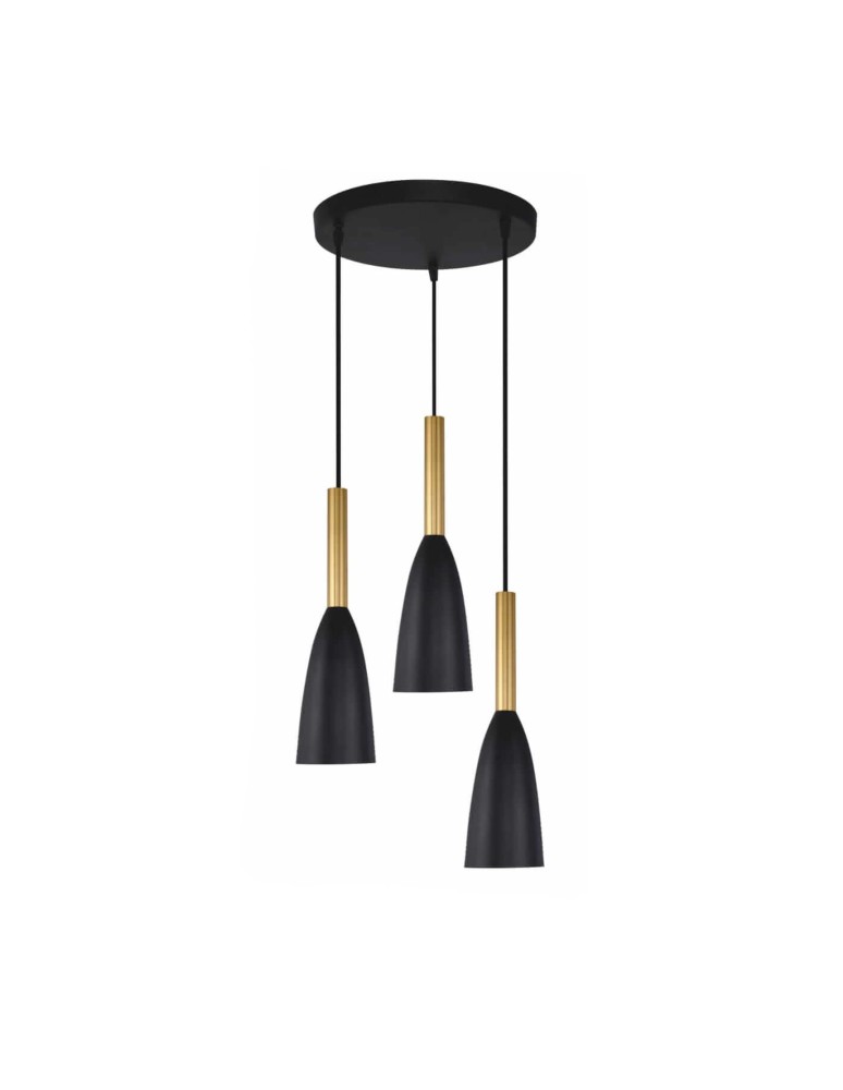 Pendant lamps - Light Prestige Solin 3 pendant plate black/gold E27 black/gold LP-181/3P BK/GD - product kolory-swiatla.pl 1