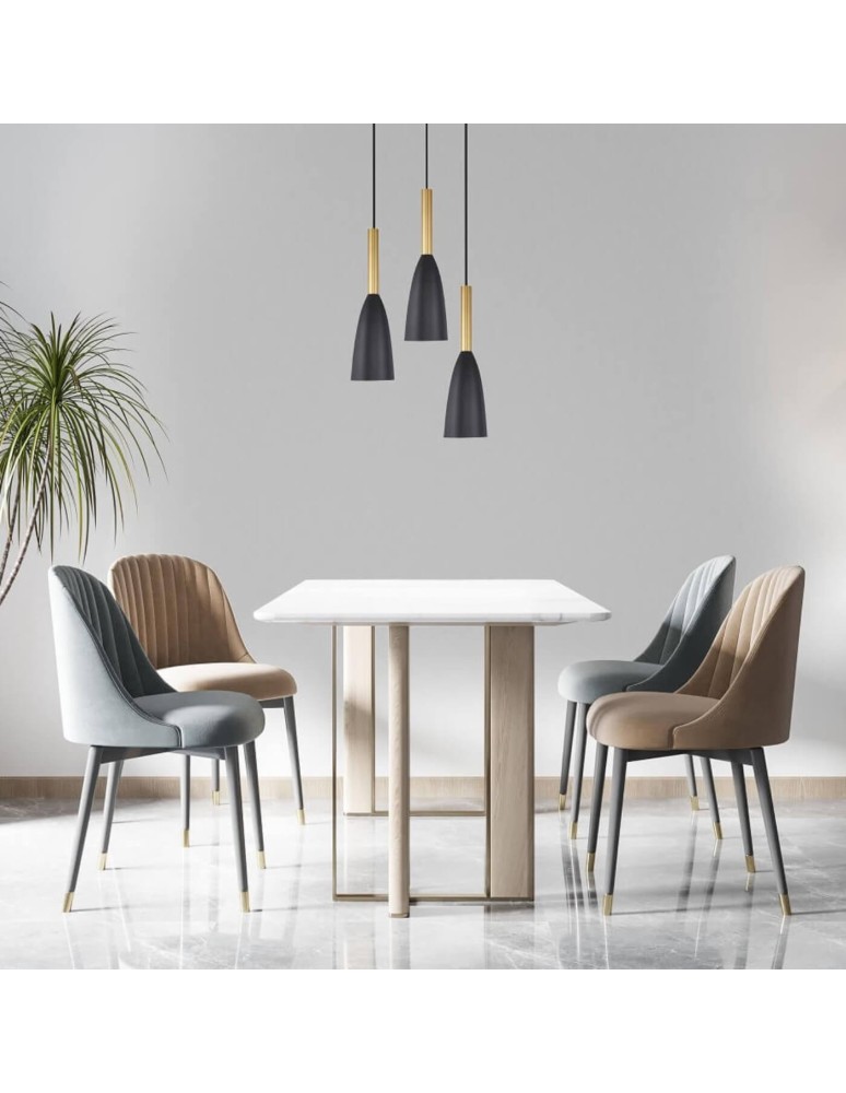 Pendant lamps - Light Prestige Solin 3 pendant plate black/gold E27 black/gold LP-181/3P BK/GD - product kolory-swiatla.pl 2