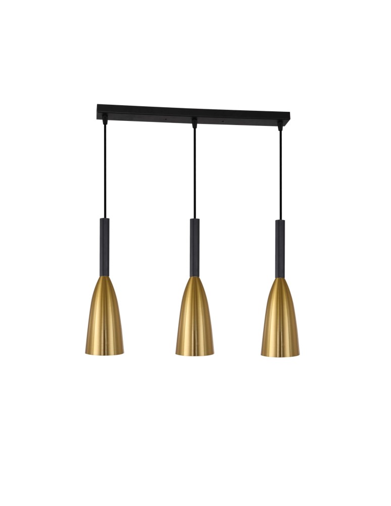Pendant lamps on a strip - Light Prestige Solin 3 pendant line gold E27 gold/black LP-181/3L GD - product kolory-swiatla.pl 1