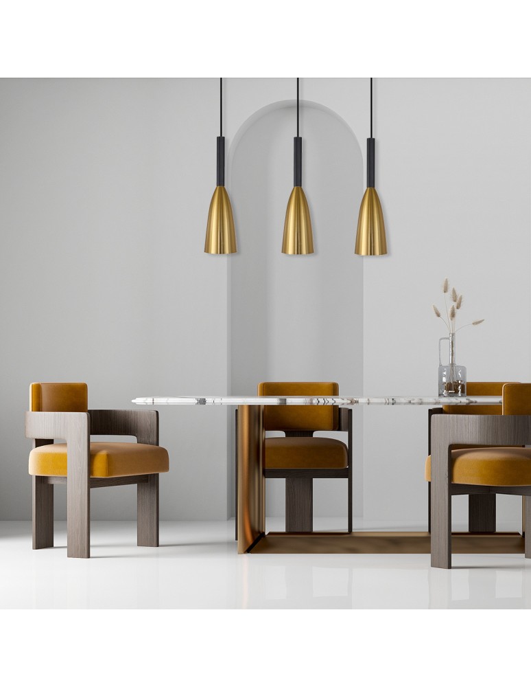 Pendant lamps on a strip - Light Prestige Solin 3 pendant line gold E27 gold/black LP-181/3L GD - product kolory-swiatla.pl 2