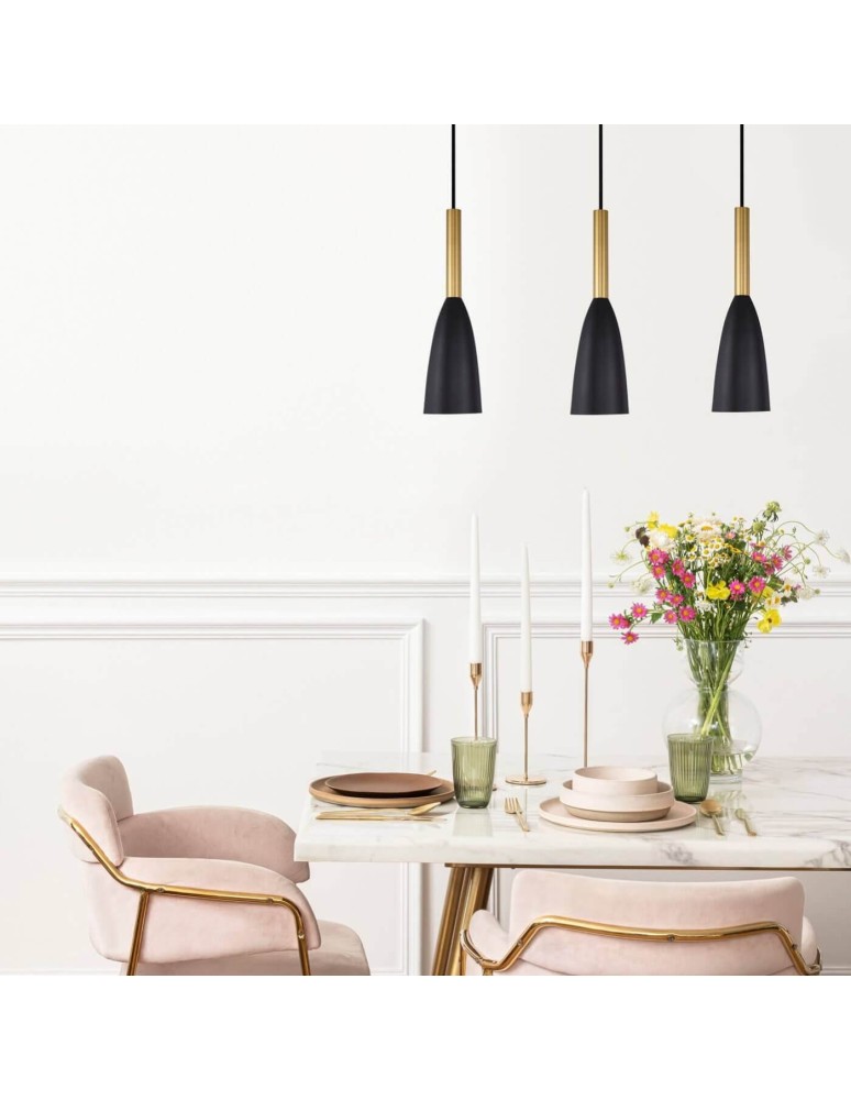 Pendant lamps on a strip - Light Prestige Solin 3 pendant line black/gold E27 black/gold LP-181/3L BK/GD - product kolory-swiatla.pl 2