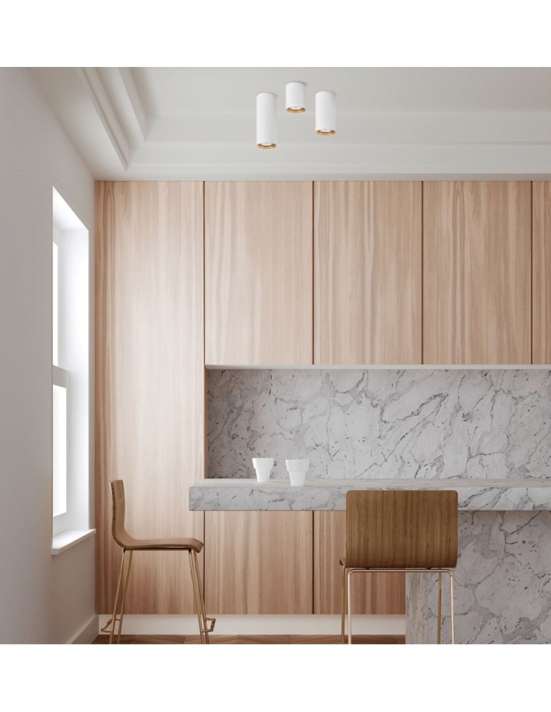 Ceiling luminaires for replaceable light source - Light Prestige Manacor white eyelet with gold ring 13 cm GU10 white LP-232/1D - 130 WH/GD - product kolory-swiatla.pl 2