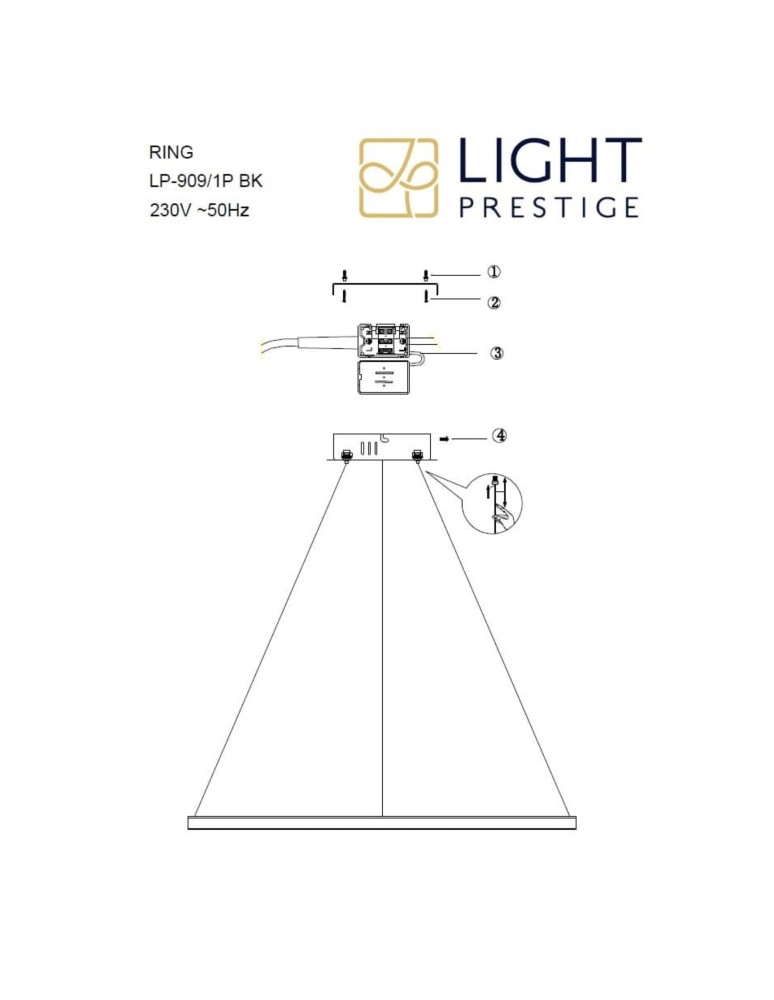 Pendant lamps circles - Light Prestige Ring medium pendant lamp black 4000K LP-909/1P 4M BK 1xLED black - product kolory-swiatla.pl 5