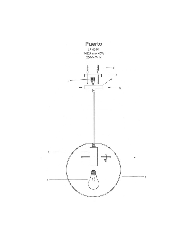 Pendant lamps - Light Prestige Puerto pendant large black E27 black LP-004/1P L BK - product kolory-swiatla.pl 4