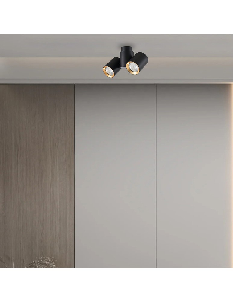 Spotlight ceiling lamps - Light Prestige Boston 2 black with gold ring GU10 black LP-741/2W BK/GD - product kolory-swiatla.pl 3