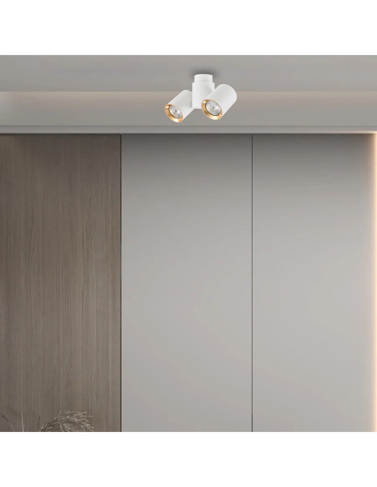 Spotlight ceiling lamps - Light Prestige Boston 2 white with gold ring GU10 white LP-741/2W WH/GD - product kolory-swiatla.pl 3