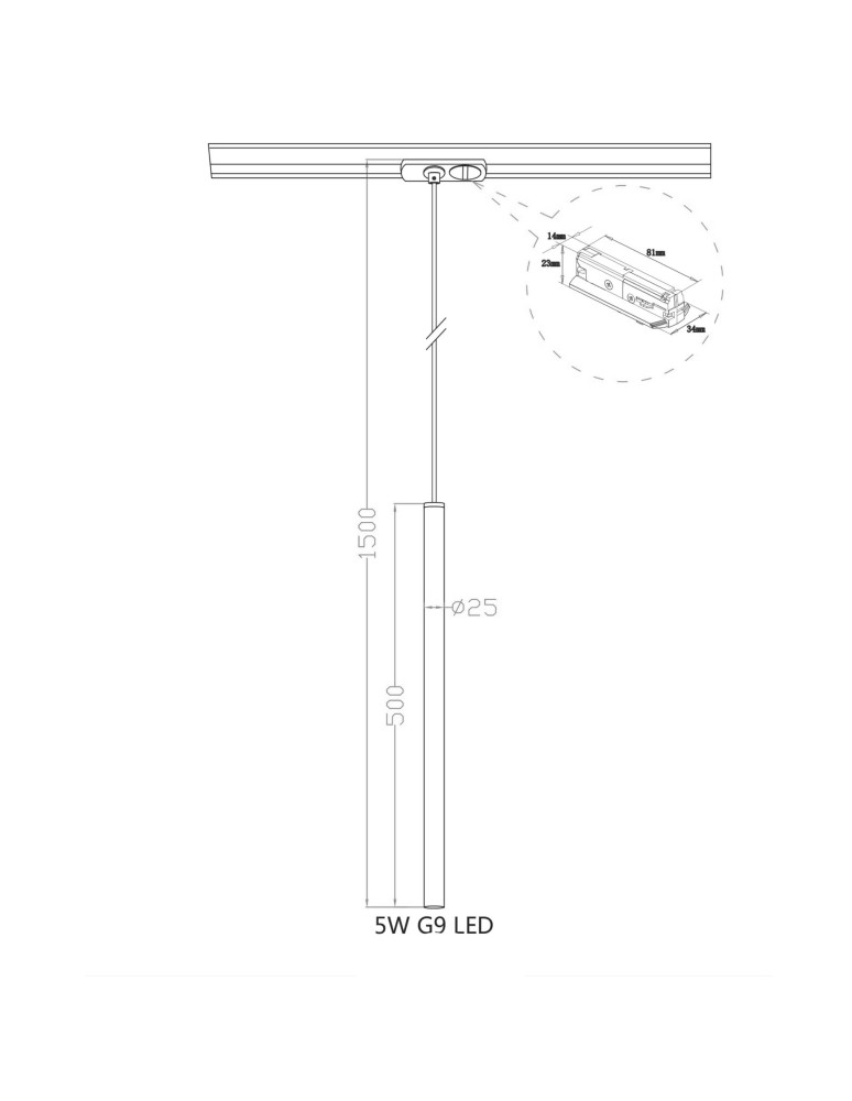 Lamps for 1 phase busbars - Light Prestige Lungo 1 black pendant for busbar 1F LP-894/1P BK 1F 1xG9 black - product kolory-swiatla.pl 3