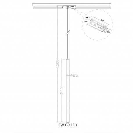 Light Prestige Lungo 1 czarna wisząca do szynoprzewodu 1F LP-894/1P BK 1F 1xG9 czarny