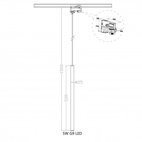 Light Prestige Lungo 1 czarna wisząca do szynoprzewodu 3F LP-894/1P BK 3F 1xG9 Czarny