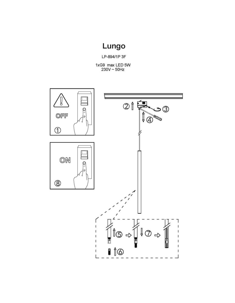 Lamps for 3-phase busbars - Light Prestige Lungo 1 black pendant for busbar 3F LP-894/1P BK 3F 1xG9 Black - product kolory-swiatla.pl 4
