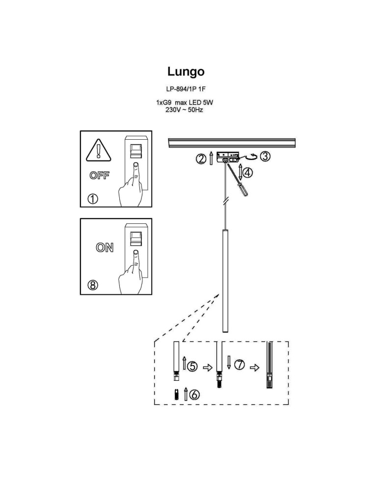 Lamps for 1 phase busbars - Light Prestige Lungo 1 gold pendant for busbar 1F LP-894/1P GD 1F 1xG9 gold - product kolory-swiatla.pl 4