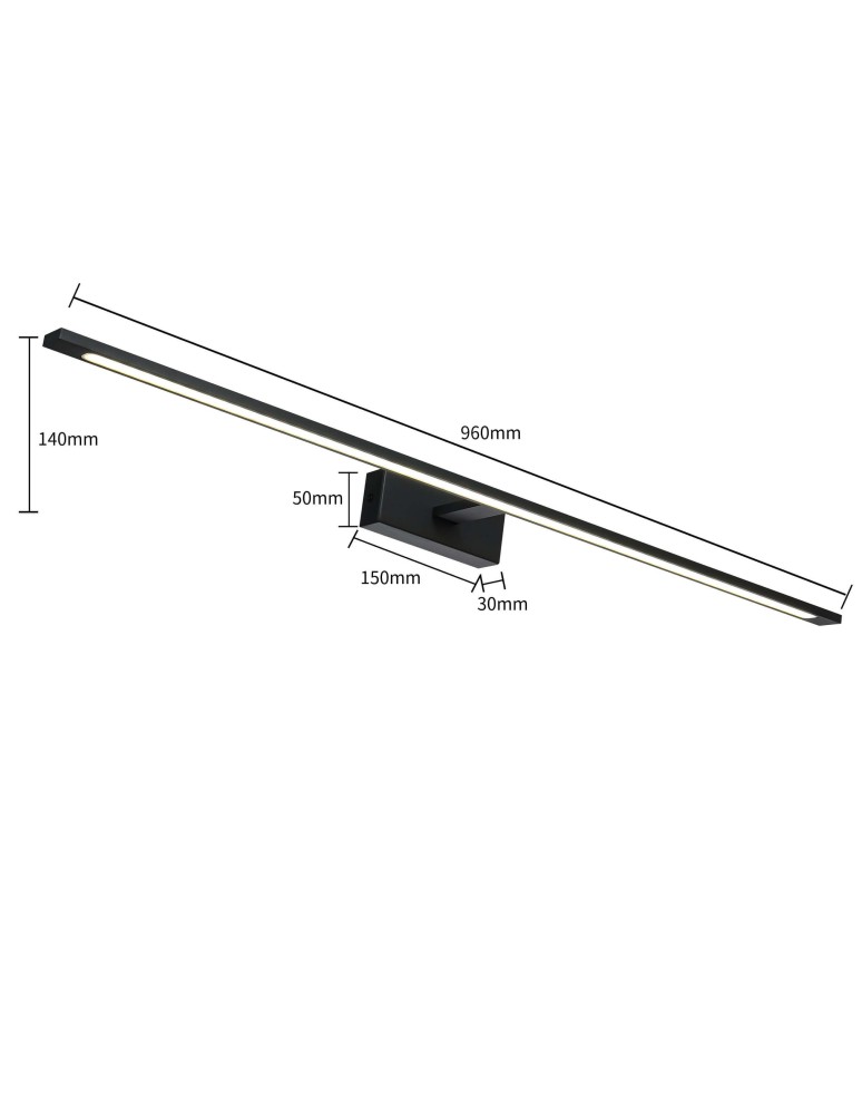 Bathroom wall lamps - Light Prestige Isla black wall lamp XXL with IP44 LED black GS-LWB-32W BK - product kolory-swiatla.pl 9