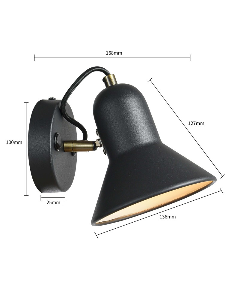 Loft wall lamps - industrial - Light Prestige Astama wall lamp black E27 black LP-1122/1W BK - product kolory-swiatla.pl 12