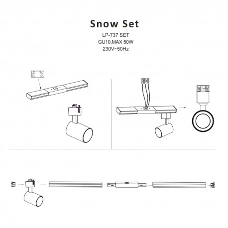 Light Prestige Snow SET 1F złoty LP-737 GD SET 4xGU10 czarny/złoty